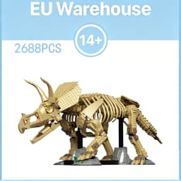 2688 Pieces Room Decor Triceratops Fossil Building Block Set Construction Dinosaur Model Brick Adults Birthday Christmas Gifts