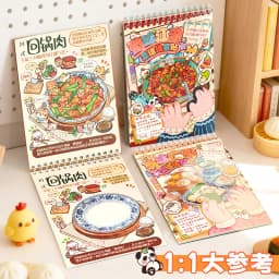 Kawaii Sichuan Flavor Jianghu 3D Complete Guide to Cuisine Landscape Sticker book DIY Pocket Cabin Scene Christmas gifts 