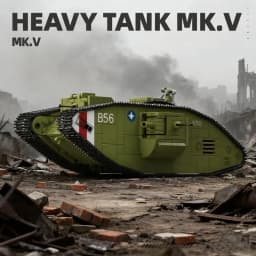900PCS World War I Heavy Tank MK.V,Ww1 Military Army Vehicle Building Blocks DIY Toys Christmas Birthday Gift
