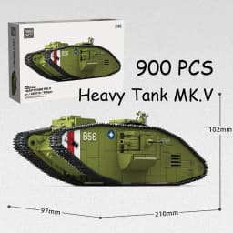 900PCS World War I Heavy Tank MK.V,Ww1 Military Army Vehicle Building Blocks DIY Toys Christmas Birthday Gift