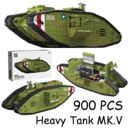 900PCS World War I Heavy Tank MK.V,Ww1 Military Army Vehicle Building Blocks DIY Toys Christmas Birthday Gift