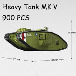 900PCS World War I Heavy Tank MK.V,Ww1 Military Army Vehicle Building Blocks DIY Toys Christmas Birthday Gift