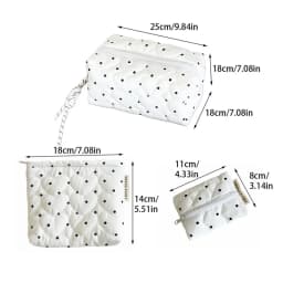 Ladies' Cosmetic Bag Canvas Polka Dot Sweet Cute Kawaii Makeup Bag Christmas Hand-held Large Capacity Storage Bag Case for Girl