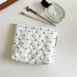 Ladies' Cosmetic Bag Canvas Polka Dot Sweet Cute Kawaii Makeup Bag Christmas Hand-held Large Capacity Storage Bag Case for Girl