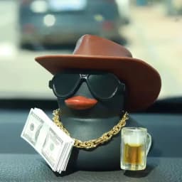 Fortunate Rich Duck for Jeep Car Dashboard Decoration Lucky Cute Duck with Dollar Beer Funny Christmas Gift for Family Friends