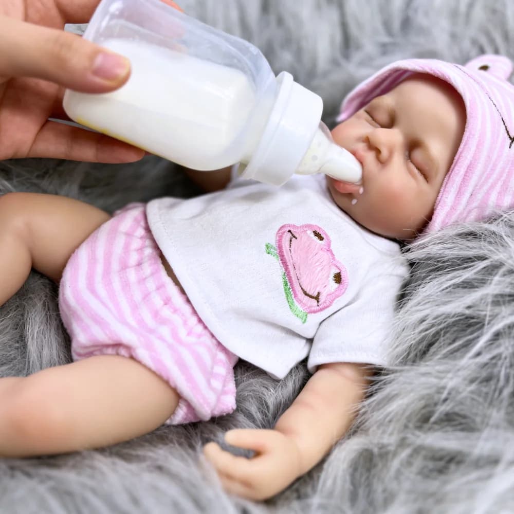 13-Inch Can Open Mouth LouLou Full Solid Silicone Reborn Baby Doll Girl or Boy Washable Stress-relieving Doll Toy Christmas Gift