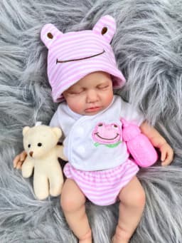 13-Inch Can Open Mouth LouLou Full Solid Silicone Reborn Baby Doll Girl or Boy Washable Stress-relieving Doll Toy Christmas Gift
