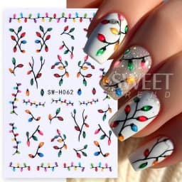2pcs Luminous Christmas Light Nail Sticker Simple Xmas Tree Star Adhesive Decals Glow In The Dark Night Creative Winter Manicure