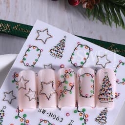 2pcs Luminous Christmas Light Nail Sticker Simple Xmas Tree Star Adhesive Decals Glow In The Dark Night Creative Winter Manicure
