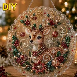 DIY Pearl Diamond Painting Suncatcher Craft Kit Round Acrylic Christmas Series Pendant Pearl Beads Craft Kit For Home Decoration