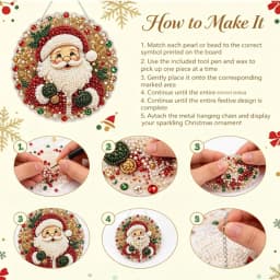 DIY Pearl Diamond Painting Suncatcher Craft Kit Round Acrylic Christmas Series Pendant Pearl Beads Craft Kit For Home Decoration