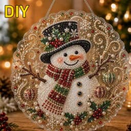 DIY Pearl Diamond Painting Suncatcher Craft Kit Round Acrylic Christmas Series Pendant Pearl Beads Craft Kit For Home Decoration