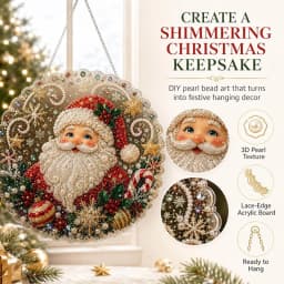 DIY Pearl Diamond Painting Suncatcher Craft Kit Round Acrylic Christmas Series Pendant Pearl Beads Craft Kit For Home Decoration
