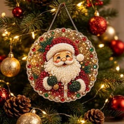 DIY Pearl Diamond Painting Suncatcher Craft Kit Round Acrylic Christmas Series Pendant Pearl Beads Craft Kit For Home Decoration