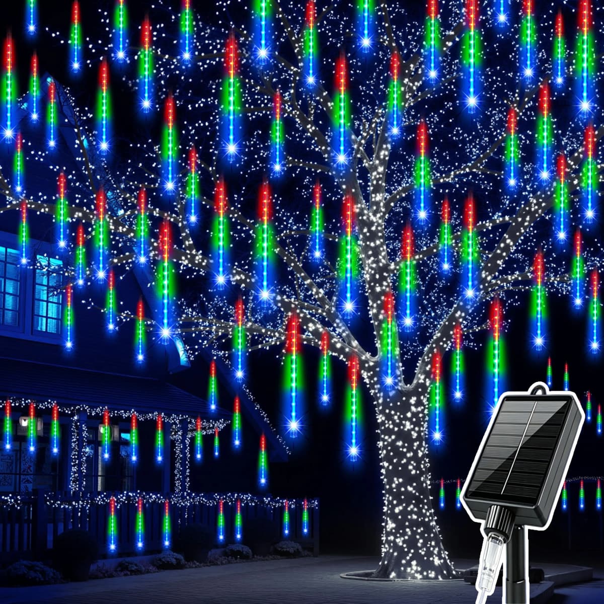 Solar LED Meteor Shower Light String Outdoor Waterproof Fairy Garden Light Christmas Wedding Decoration for Tree Garden Eave