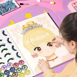 DIY Facial Sticker Book, with Stylish Doll Design - Dress-Up Game Sticker Set, Includes Reusable Stickers for Creative Fun, Beautiful Facial Art, and Interactive Activities - Perfect as Party Favors or Gifts for New Year, Birthday, and Christmas