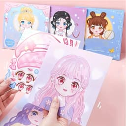 DIY Facial Sticker Book, with Stylish Doll Design - Dress-Up Game Sticker Set, Includes Reusable Stickers for Creative Fun, Beautiful Facial Art, and Interactive Activities - Perfect as Party Favors or Gifts for New Year, Birthday, and Christmas
