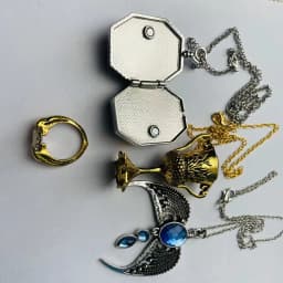 Snake Locket Eagle Goblet Diary Sword Dark Mark Pendant Props Ring Set 7 PCS Set Halloween Christmas Easter Gift Present