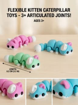 1/3 Piece - 3D Printed Articulated Kitten Figurine, Movable Jointed Toy, Indoor and Outdoor Desktop Decoration, Wedding, Birthday, Christmas, New Year Gift, Valentine's Day Party Gift Bag Filler