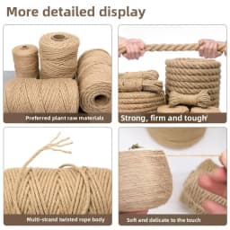 1mm-14mm Natural Jute Rope Cord Twine Ribbon Craft DIY Wedding Jute String Thread Handmade Sewing Party Christmas Home Decortion