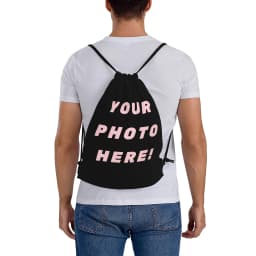 1pc Custom Picture Leisure Drawstring Bag Backpack Outdoor Storage Bags Travel Utility Pocket Durable Pouch Christmas Gift