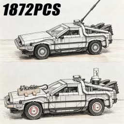 1872Pcs New Technical Back to the Future Time Machine Building Blocks Vehicle Model DIY Car Assemble Bricks Christmas Toys Gifts