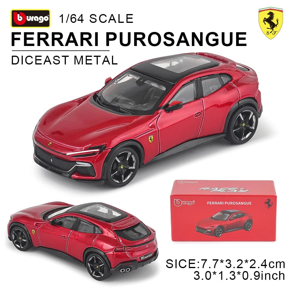 Bburago 1:64 FERRARI Purosangue 296 GTB ASSETTO FIORANO Die cast Alloy car model series children's Christmas boy gift toys