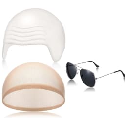 Bald Outfit Cosplay Accessories Set with Latex Bald Hat And Nylon Wig Cap for Halloween Christmas Carnival April Fool's Party