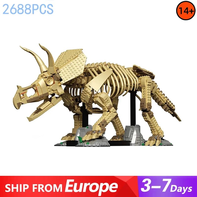 2688 Pieces Triceratops Fossil Building Block Set Construction Dinosaur Model Brick Adults Birthday Christmas Gifts