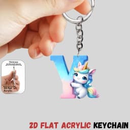 2D Flat A-Z Alphabet Animal Keychain, Colorful Acrylic Charms with Durable Iron Chain, Educational Christmas Gift for Backpack