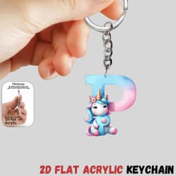 2D Flat A-Z Alphabet Animal Keychain, Colorful Acrylic Charms with Durable Iron Chain, Educational Christmas Gift for Backpack