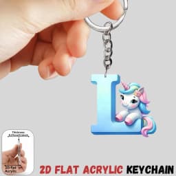 2D Flat A-Z Alphabet Animal Keychain, Colorful Acrylic Charms with Durable Iron Chain, Educational Christmas Gift for Backpack