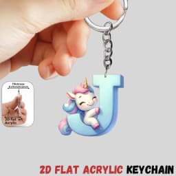 2D Flat A-Z Alphabet Animal Keychain, Colorful Acrylic Charms with Durable Iron Chain, Educational Christmas Gift for Backpack