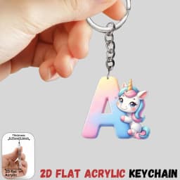 2D Flat A-Z Alphabet Animal Keychain, Colorful Acrylic Charms with Durable Iron Chain, Educational Christmas Gift for Backpack