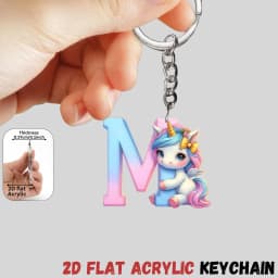 2D Flat A-Z Alphabet Animal Keychain, Colorful Acrylic Charms with Durable Iron Chain, Educational Christmas Gift for Backpack