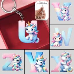 2D Flat A-Z Alphabet Animal Keychain, Colorful Acrylic Charms with Durable Iron Chain, Educational Christmas Gift for Backpack