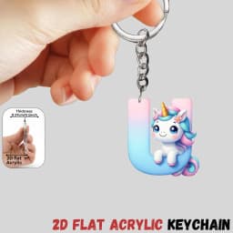 2D Flat A-Z Alphabet Animal Keychain, Colorful Acrylic Charms with Durable Iron Chain, Educational Christmas Gift for Backpack