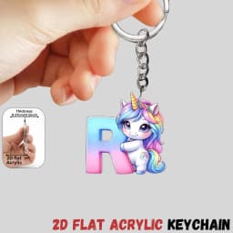 2D Flat A-Z Alphabet Animal Keychain, Colorful Acrylic Charms with Durable Iron Chain, Educational Christmas Gift for Backpack