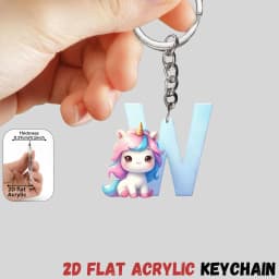 2D Flat A-Z Alphabet Animal Keychain, Colorful Acrylic Charms with Durable Iron Chain, Educational Christmas Gift for Backpack