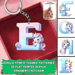 2D Flat A-Z Alphabet Animal Keychain, Colorful Acrylic Charms with Durable Iron Chain, Educational Christmas Gift for Backpack