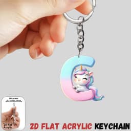 2D Flat A-Z Alphabet Animal Keychain, Colorful Acrylic Charms with Durable Iron Chain, Educational Christmas Gift for Backpack