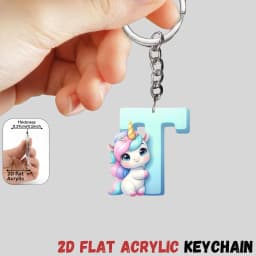 2D Flat A-Z Alphabet Animal Keychain, Colorful Acrylic Charms with Durable Iron Chain, Educational Christmas Gift for Backpack
