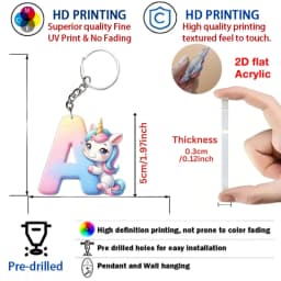 2D Flat A-Z Alphabet Animal Keychain, Colorful Acrylic Charms with Durable Iron Chain, Educational Christmas Gift for Backpack
