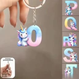 2D Flat A-Z Alphabet Animal Keychain, Colorful Acrylic Charms with Durable Iron Chain, Educational Christmas Gift for Backpack