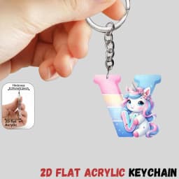 2D Flat A-Z Alphabet Animal Keychain, Colorful Acrylic Charms with Durable Iron Chain, Educational Christmas Gift for Backpack