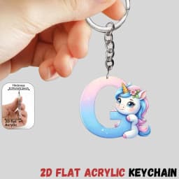 2D Flat A-Z Alphabet Animal Keychain, Colorful Acrylic Charms with Durable Iron Chain, Educational Christmas Gift for Backpack