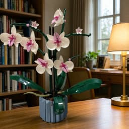 Icons Bouquet of Artificial Flower Orchid Potted Model Building Blocks Adult Plant Series Suitable for Halloween Christmas Gifts