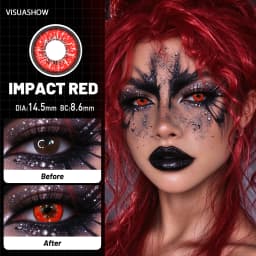 VISUASHOW Yellow Cosplay Colored Contacts 1 Pair Half Yearly 14.2mm Soft Eye Lenses Anime Makeup For Halloween Christmas Coser