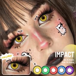 VISUASHOW Yellow Cosplay Colored Contacts 1 Pair Half Yearly 14.2mm Soft Eye Lenses Anime Makeup For Halloween Christmas Coser