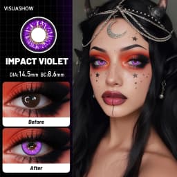 VISUASHOW Yellow Cosplay Colored Contacts 1 Pair Half Yearly 14.2mm Soft Eye Lenses Anime Makeup For Halloween Christmas Coser
